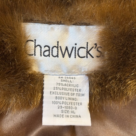 NWOT 1990s CHADWICKS LIGHT BROWN FAUX MINK “MOB WIFE” TEDDY JACKET LUXURY SZ XXL - Picture 7 of 7